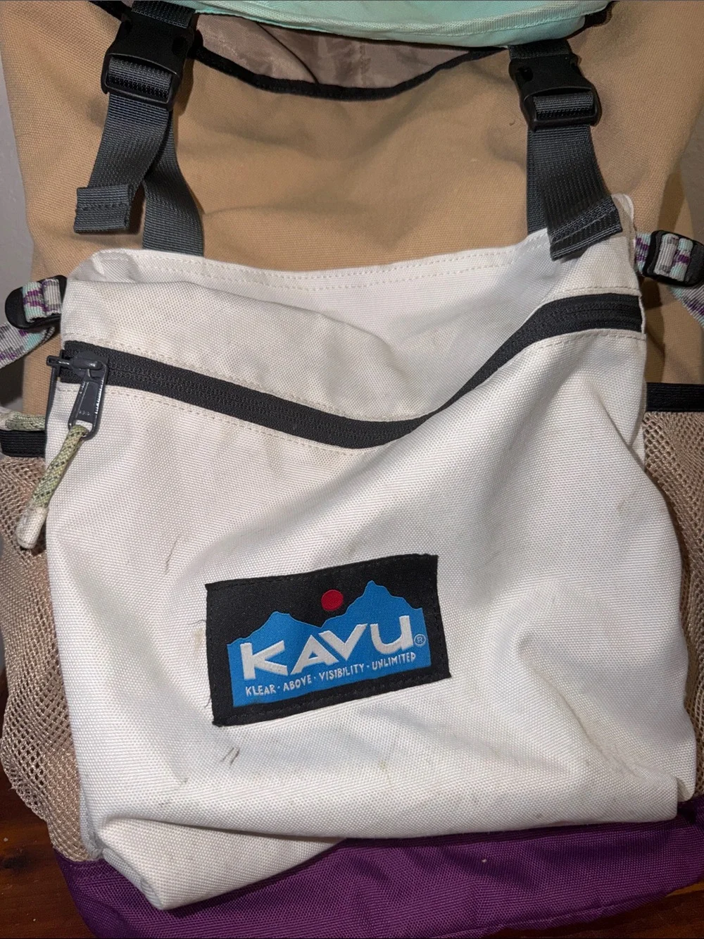 Kavu Timaru Backpack Colorblock Hiking Travel Canvas Bag Rucksack unisex
